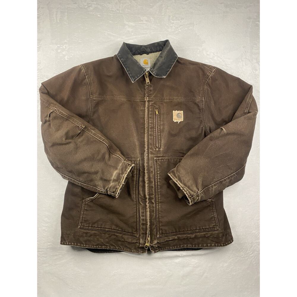 Vintage Carhartt Jacket Mens Large Sherpa Lined Brown Distressed Jacket C61 DKB